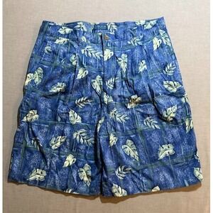 Vintage CHAPS Ralph Lauren Shorts Mens‎ 34 Blue Floral Pocketed Chino Zip Men.
